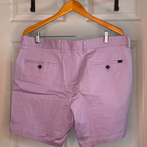 Alton Lane Men's Pink Tailored Fit Cotton Stretch Flat-front Shorts w/ 5" Inseam - Picture 2 of 3